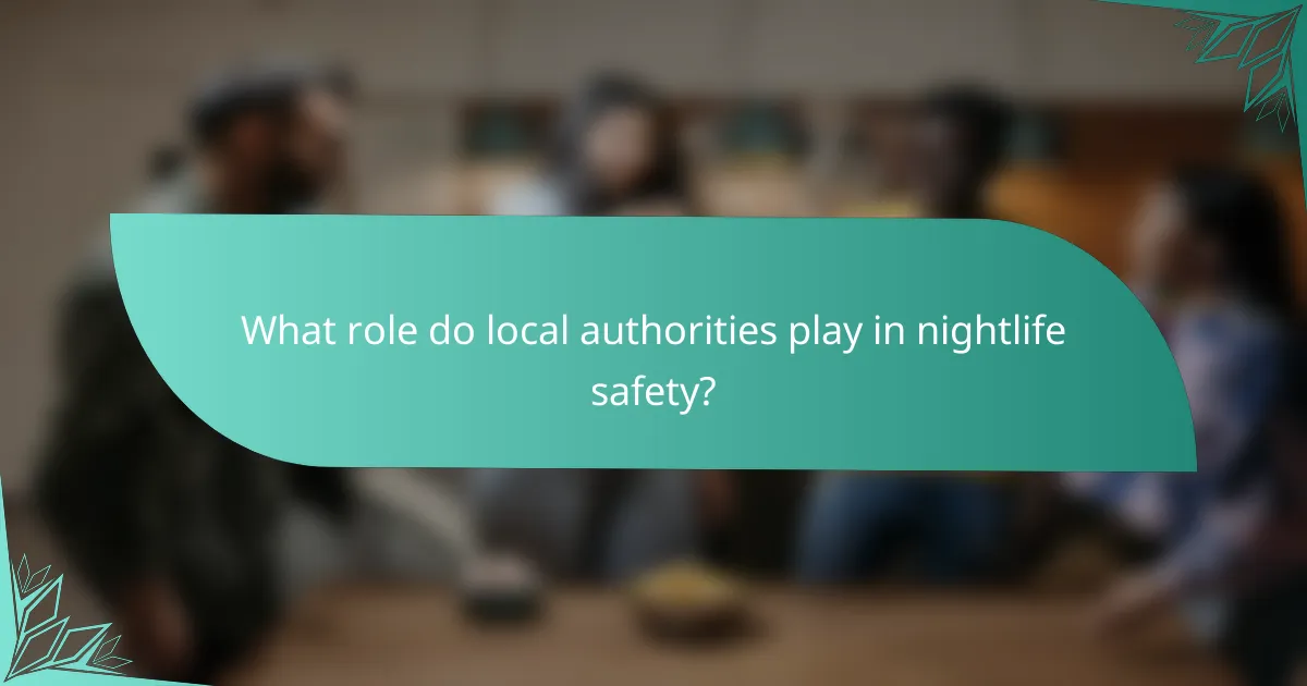 What role do local authorities play in nightlife safety?